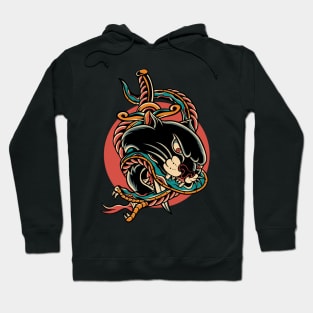 Panther  Snake Traditional Tattoo Vintage Hoodie